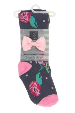 #240 Charcoal Cabbage Rose Tights