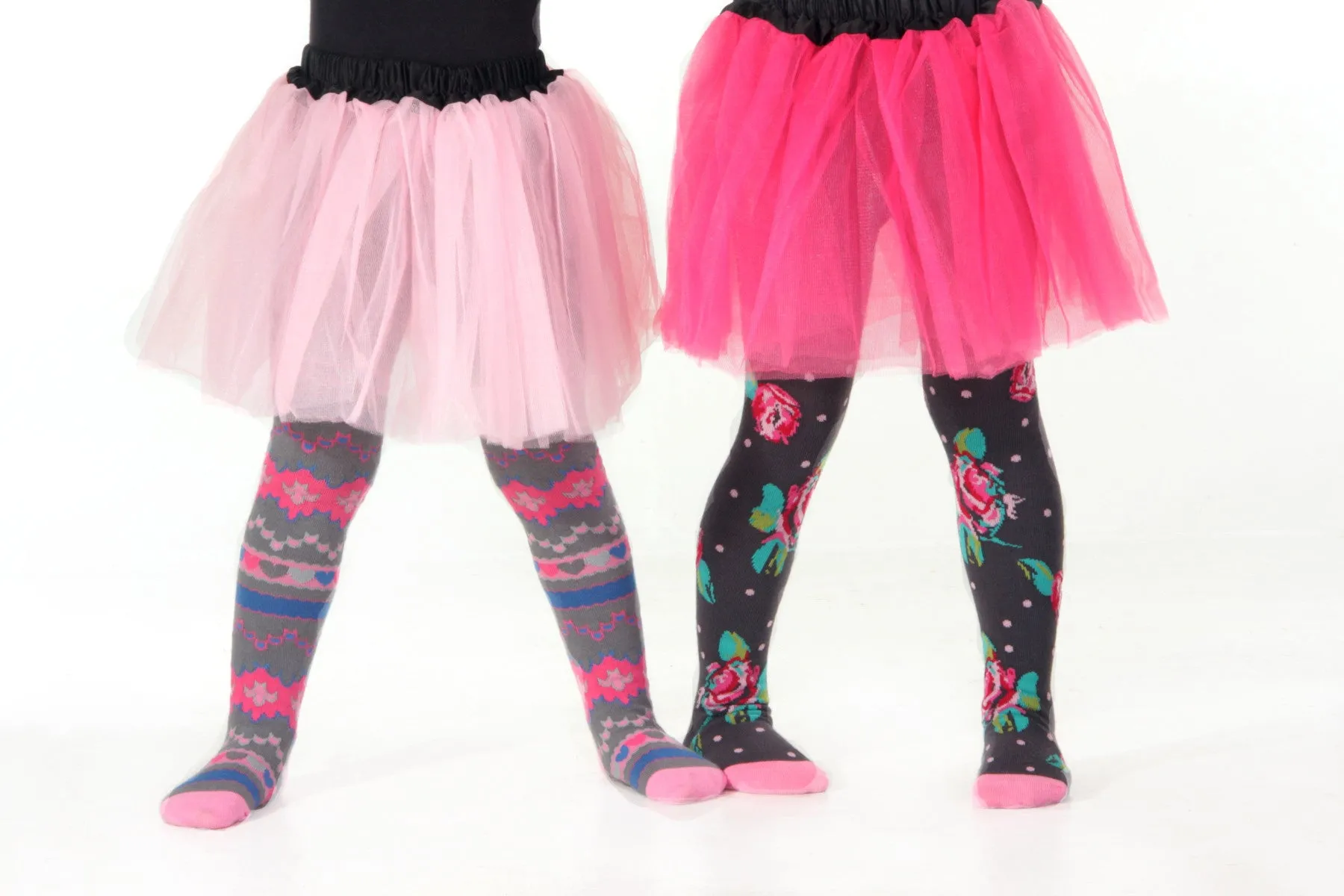 #240 Charcoal Cabbage Rose Tights
