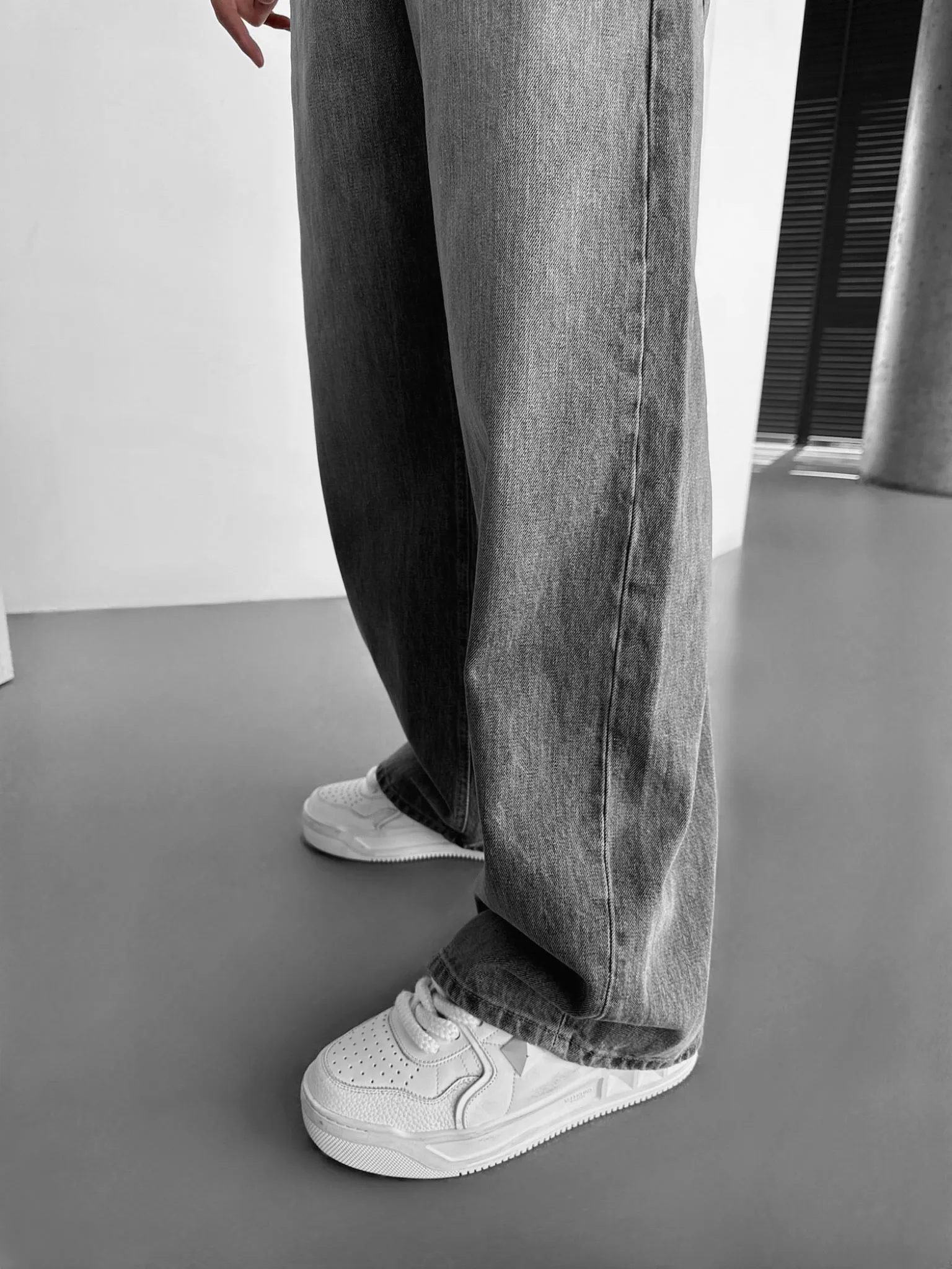 Baggy Washed Jeans - Grey