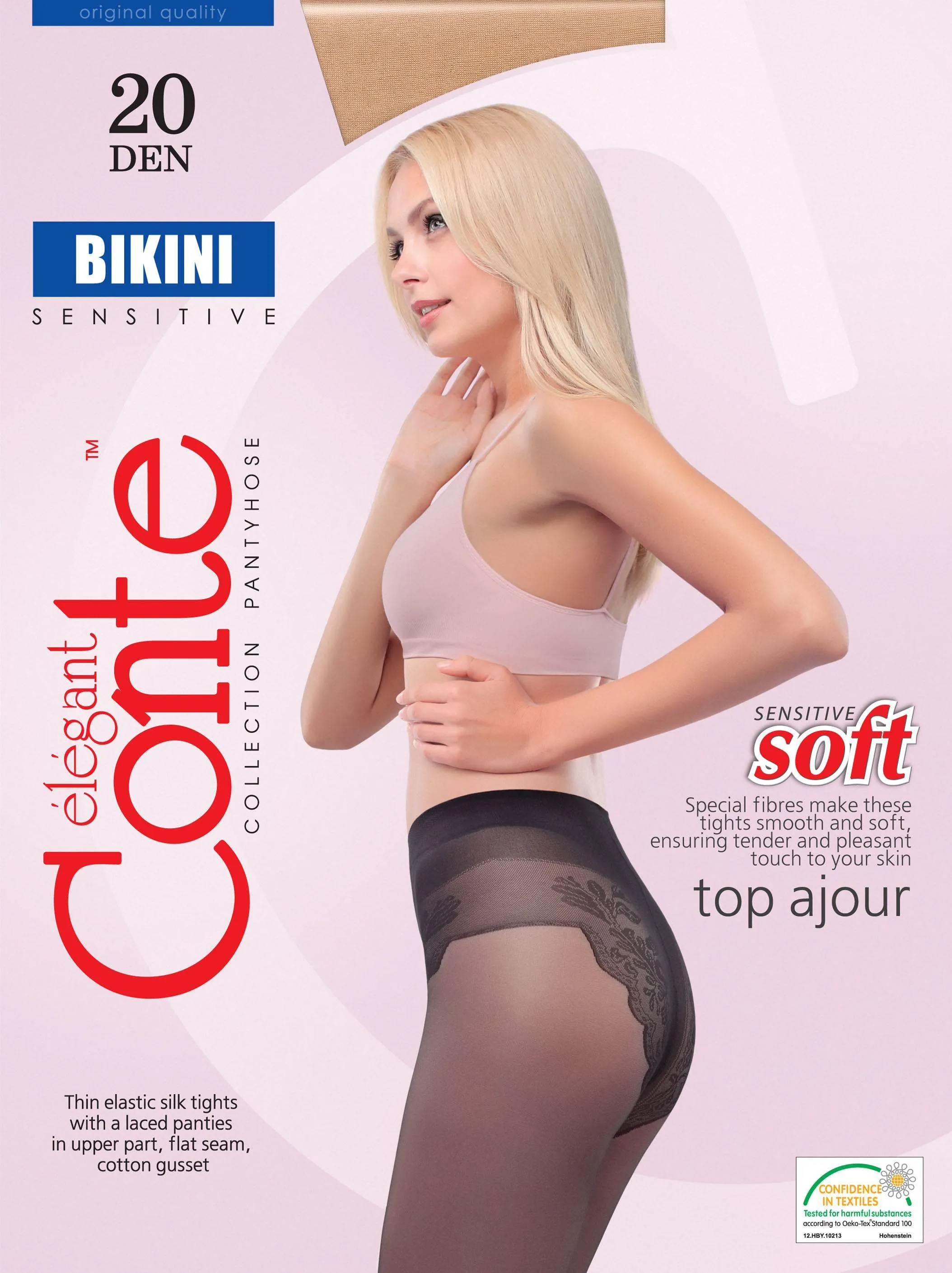 Conte Bikini Soft 20 Den - Classic Women's Tights with Laced Panties (8С-34СП)