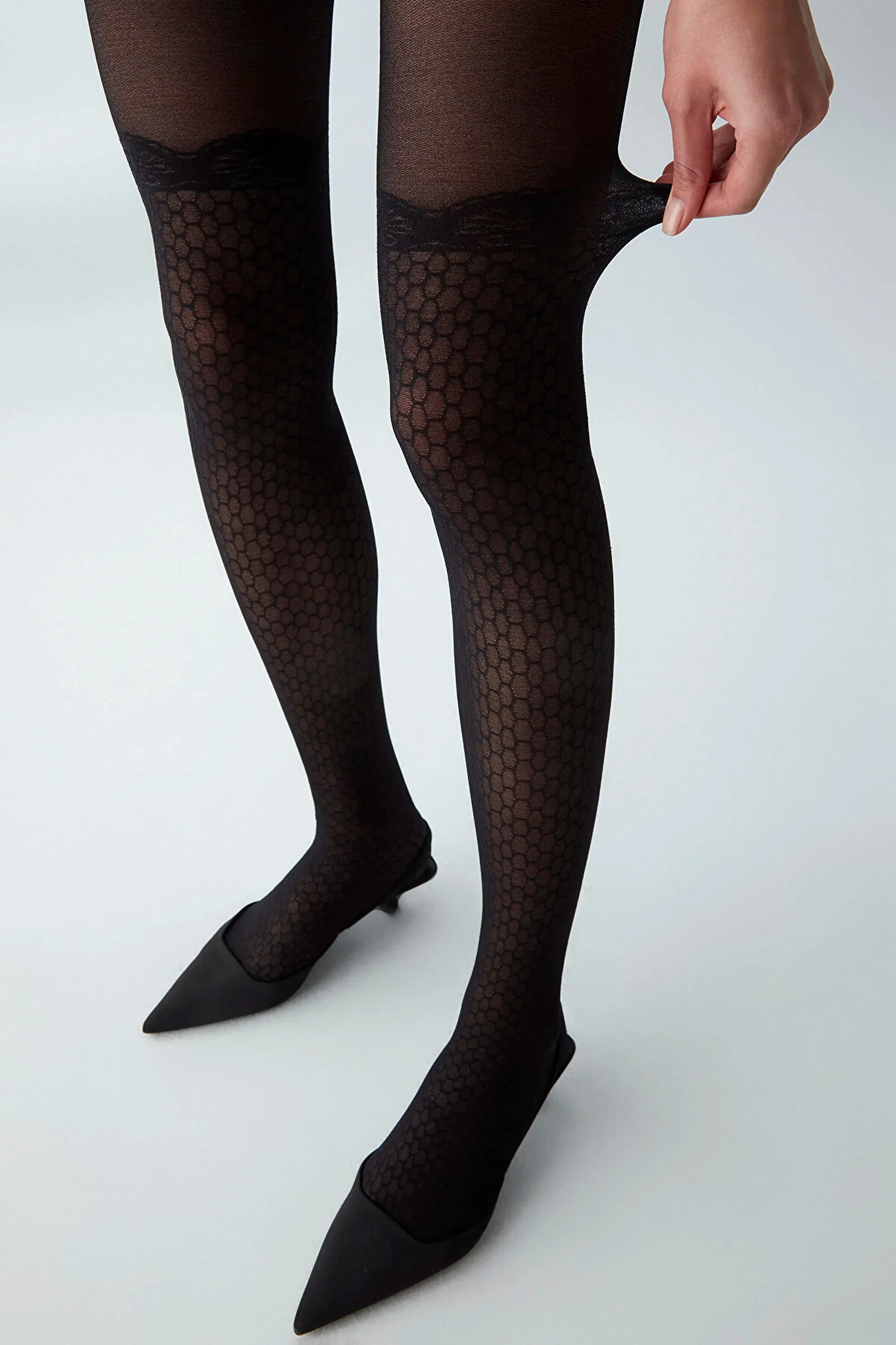 Fashion Tights, Black Lace Pattern 40DEN