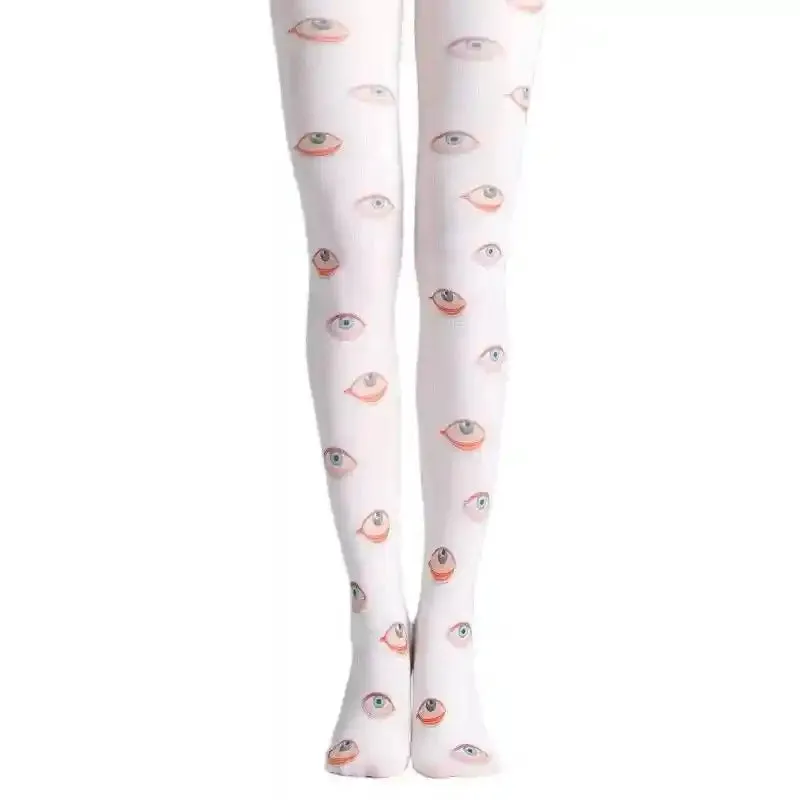 Hand Painted Oil Painting Tights With Eyes Print Pantyhose