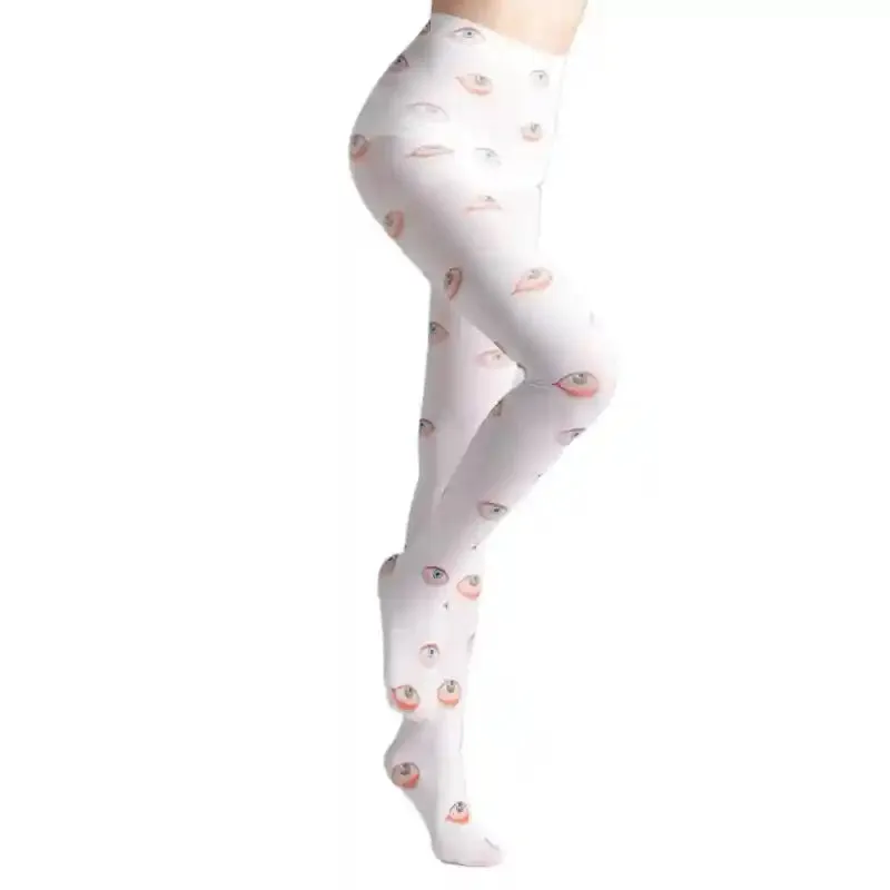 Hand Painted Oil Painting Tights With Eyes Print Pantyhose