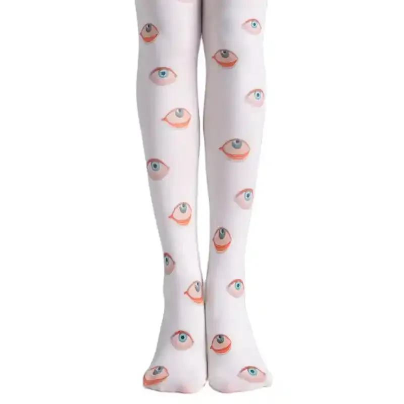 Hand Painted Oil Painting Tights With Eyes Print Pantyhose