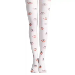 Hand Painted Oil Painting Tights With Eyes Print Pantyhose