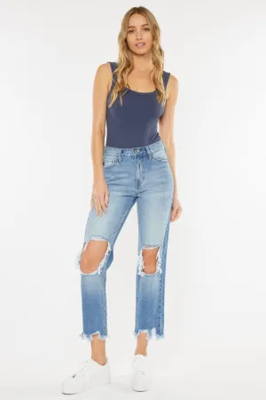 Jackie High Rise Distressed Mom Jeans