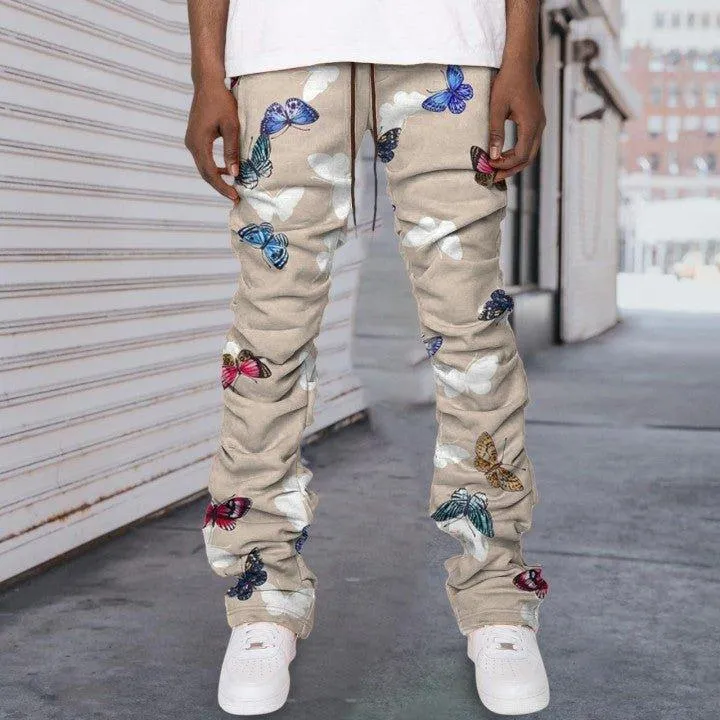 Men’s Butterfly Print Baggy Trousers – Comfortable & Trendy