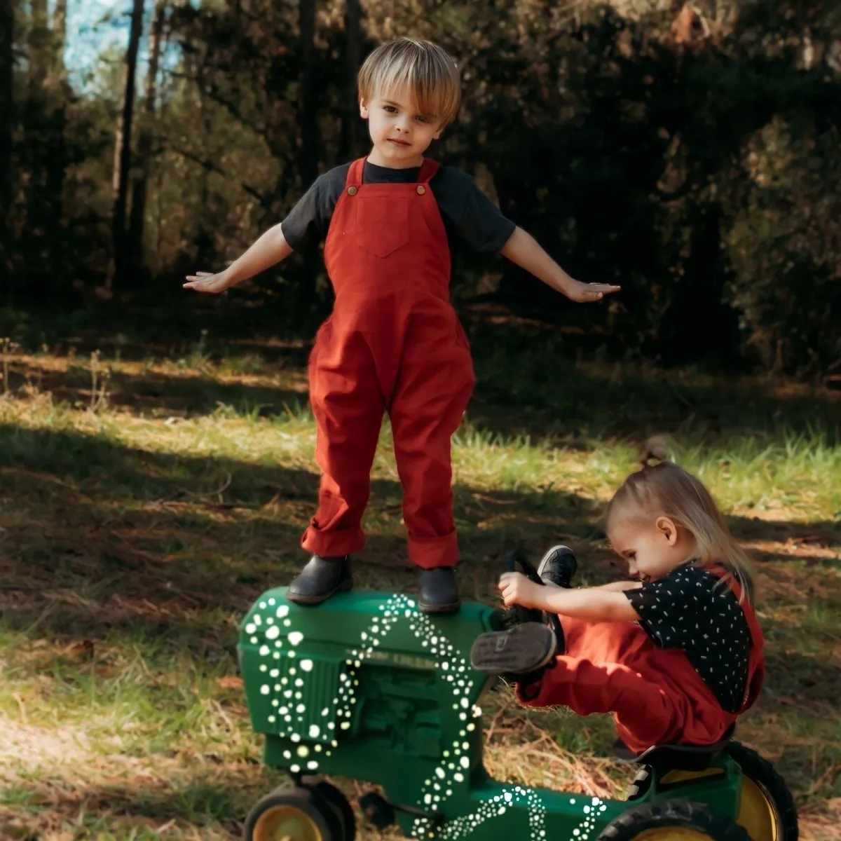 Merry Red Organic Corduroy Overalls