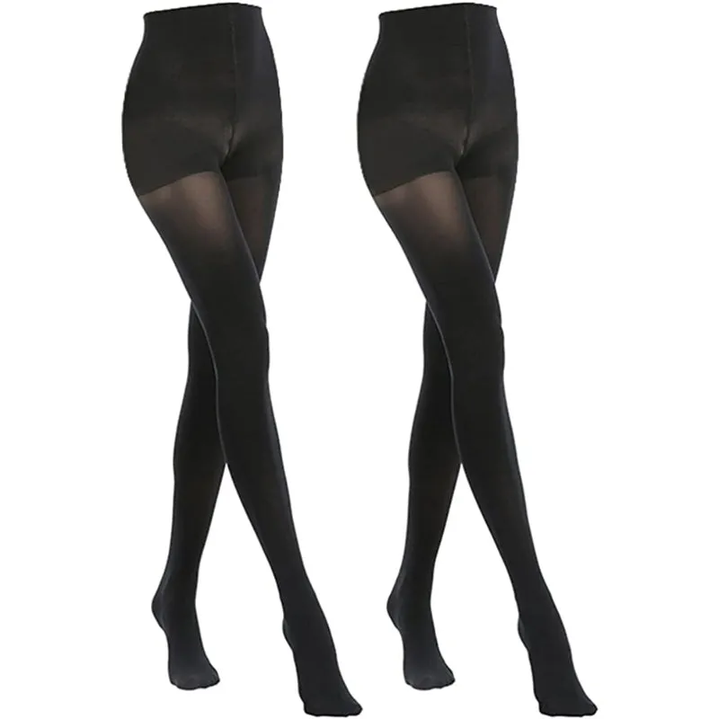 Pack Of 2 Women's Opaque Control Top Tights Comfort Stretch 70 Denier Pantyhose