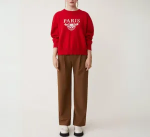Suncoo - Pikilo Paris Logo Crewneck Sweater in Rouge