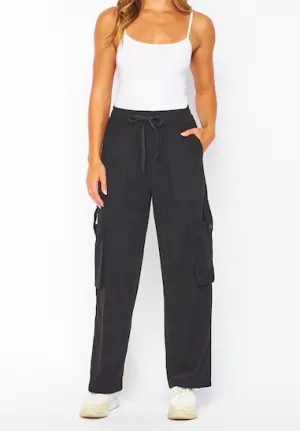 Tati Corduroy Cargo Pants- Black