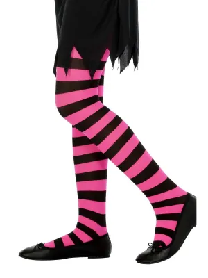 Tights, Black and Fuchsia, Age 6-12