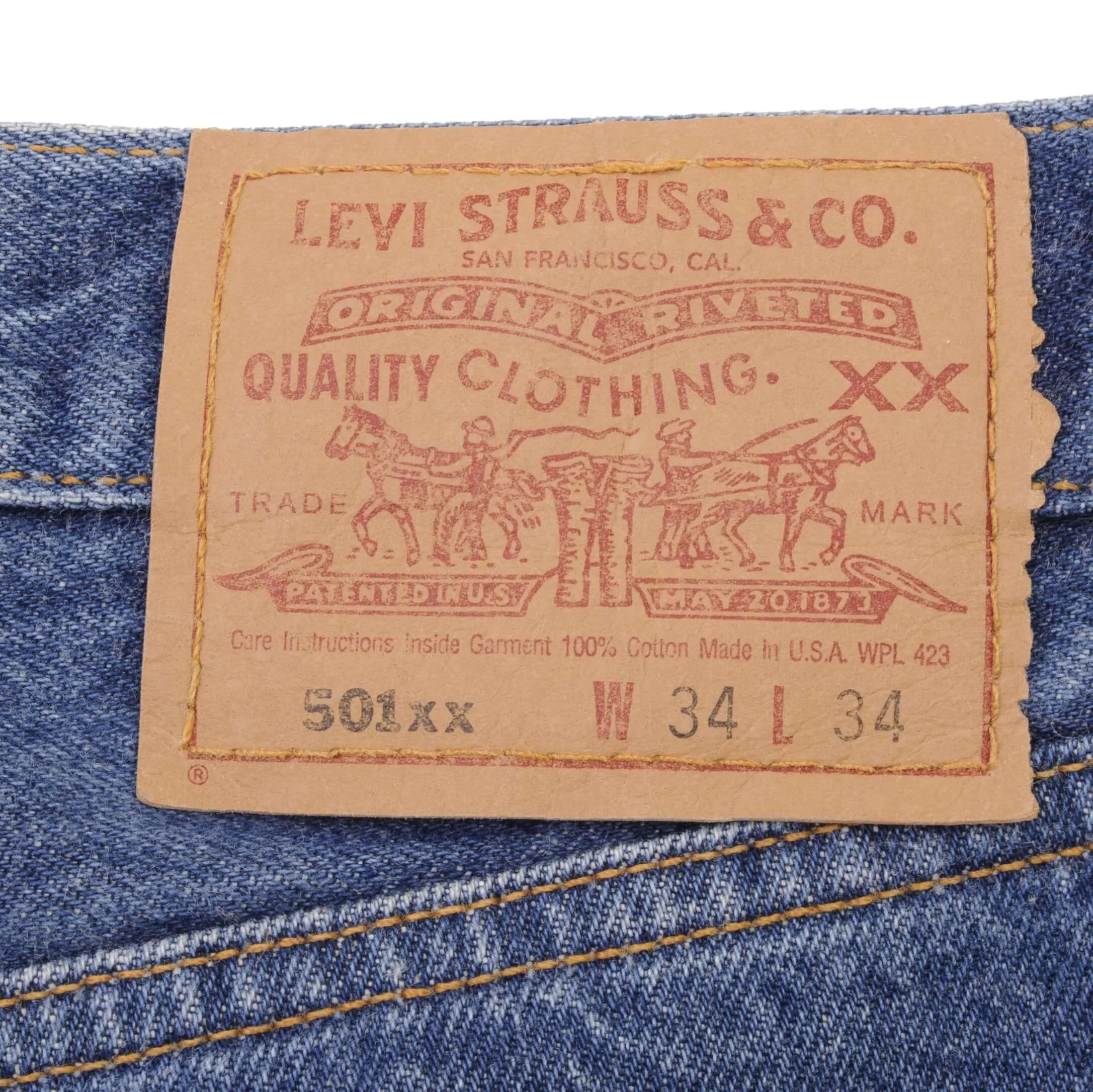 VINTAGE LEVIS 501 JEANS INDIGO 1990S SIZE W34 L32 MADE IN USA
