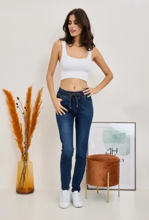 Wholesale Denim Slim Jeans With Elastic Waist