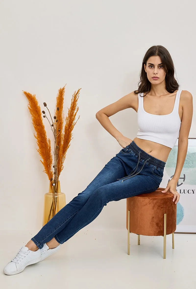 Wholesale Denim Slim Jeans With Elastic Waist