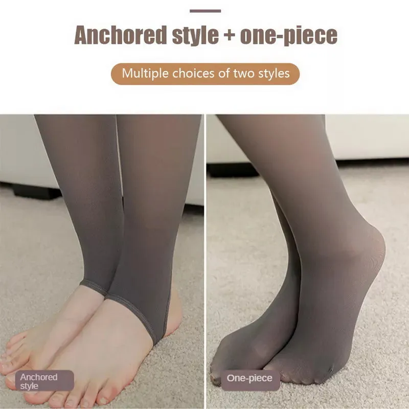 Winter Woman Pantyhose Translucent Wool Sock Pants Winter Stocking Fleece Lined Tights Thermal Pants Legging Fake Pantyhose