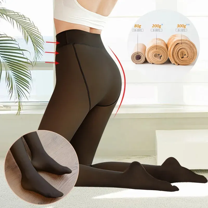 Winter Woman Pantyhose Translucent Wool Sock Pants Winter Stocking Fleece Lined Tights Thermal Pants Legging Fake Pantyhose