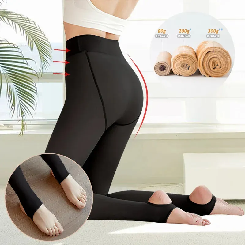 Winter Woman Pantyhose Translucent Wool Sock Pants Winter Stocking Fleece Lined Tights Thermal Pants Legging Fake Pantyhose